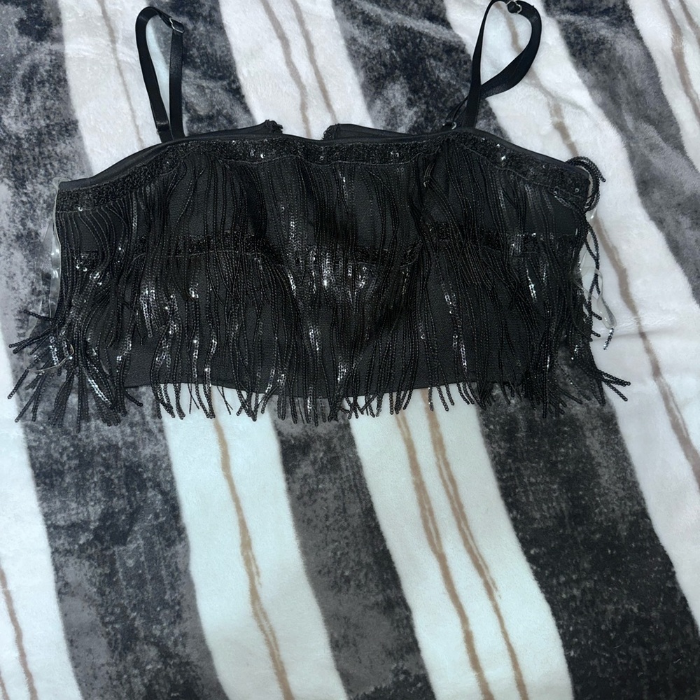 Black Fringe Women's Top